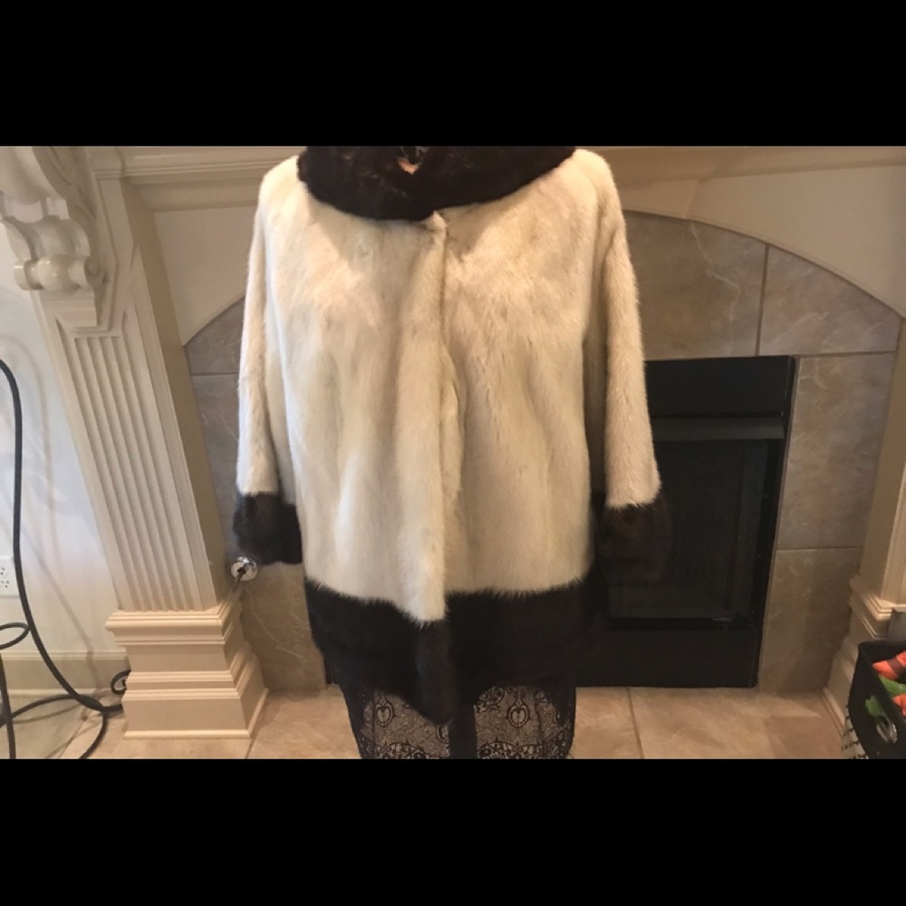 Dark Brown and Cream Mink Jacket
